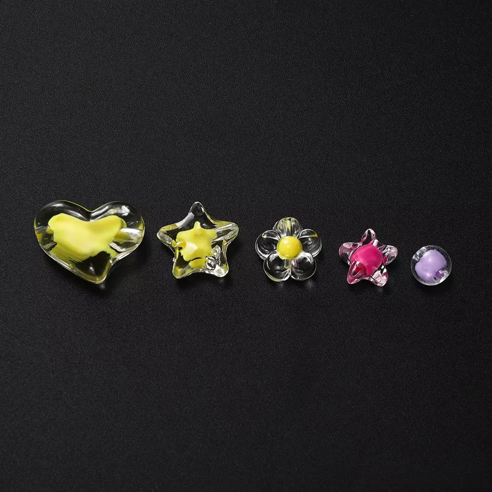 174pcsBox Heart Acrylic Beads Flower Round Spacer Loose Beads Kits for Bracelet Necklace Jewelry Making Accessories 260626 - view 6