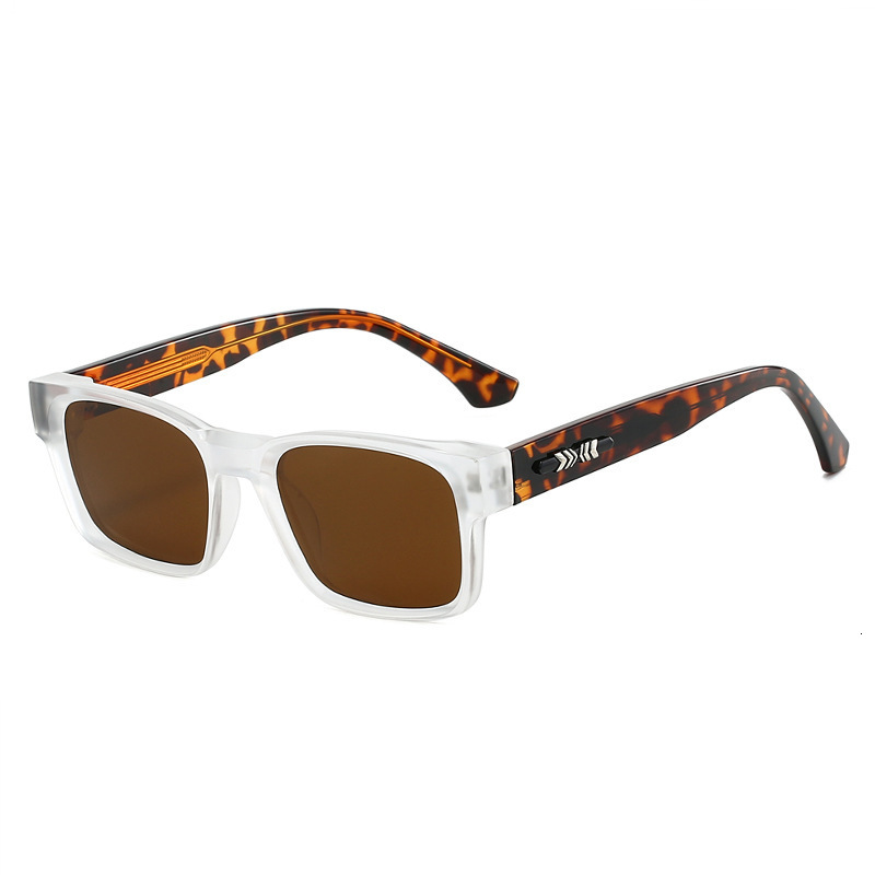 New Polarized Sunglasses With Pin Design, European American Fashion Square Sunglasses, Simple Sun Protection Eyewear For Men And Women - view 5