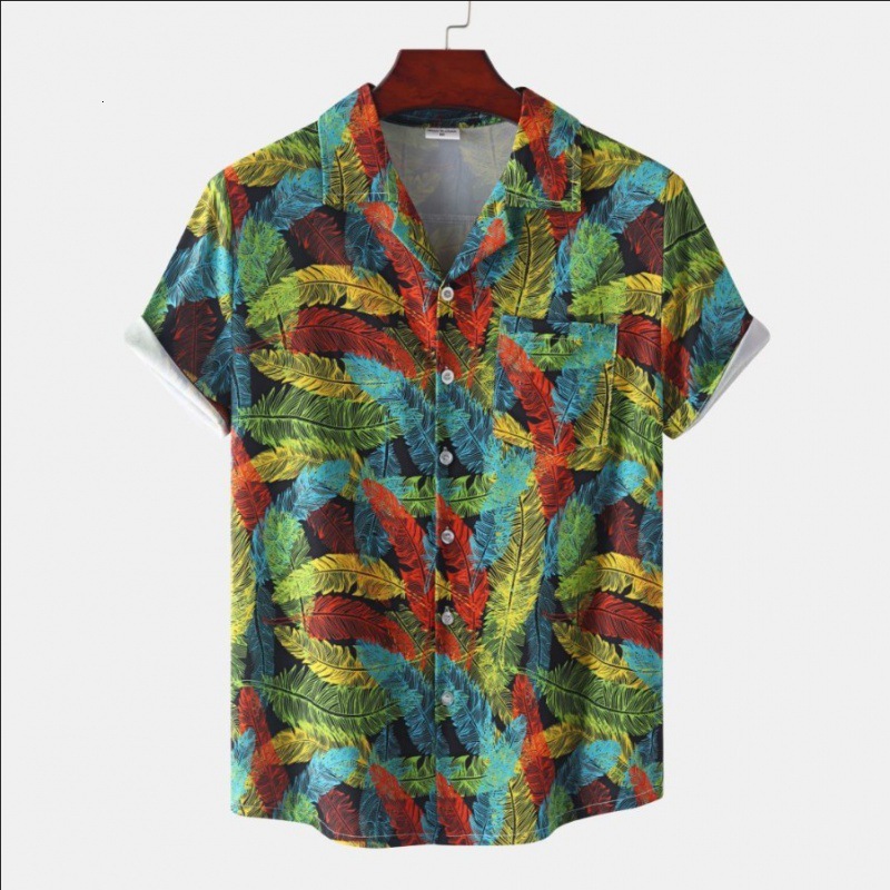 New Mens Short Sleeve Shirt European Size Trendy Fashion Hawaiian Beach Style Printed Shirt for Men - view 7