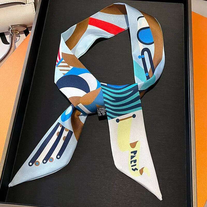 Luxury Brand Silk Skinny Scarf Bag Handle Ribbon Ladies Horse Print Headband Small Hair Scarves Band Female 26Y06226 - view 6