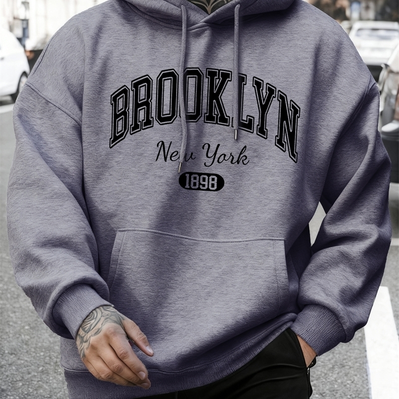 Brooklyn York Printed Mans Sweatshirt Autumn Loose Hoodies Multicolor Vintage Pullovers Unisex Casual AllMatch Clothing y260618