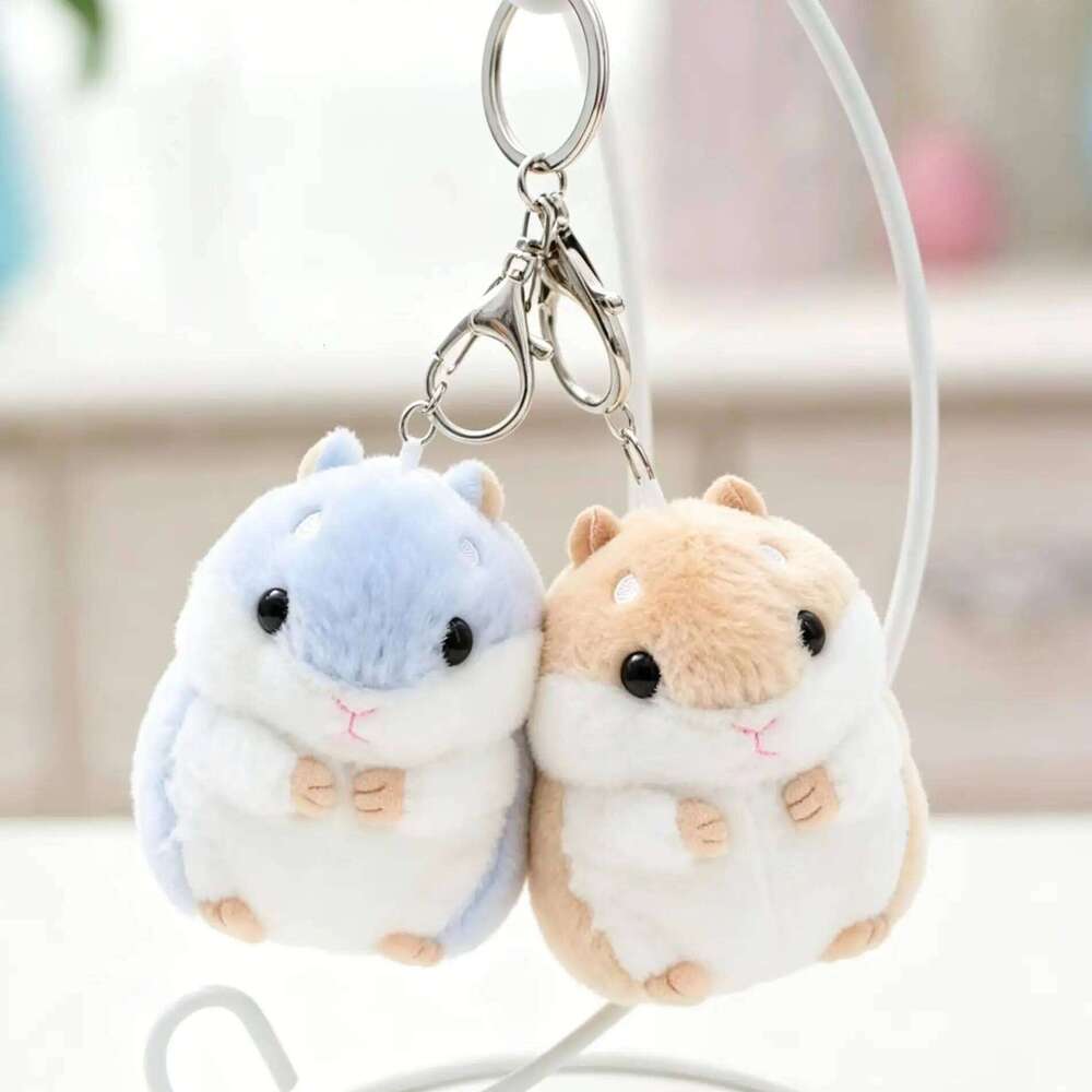 10cm Fluffy Hamster Doll Plush Toys Keychain Women Girl Faux Fur Pompom Key Ring Trinkets Handbag Backpack School Bag Pendant 26Y0626 - view 7