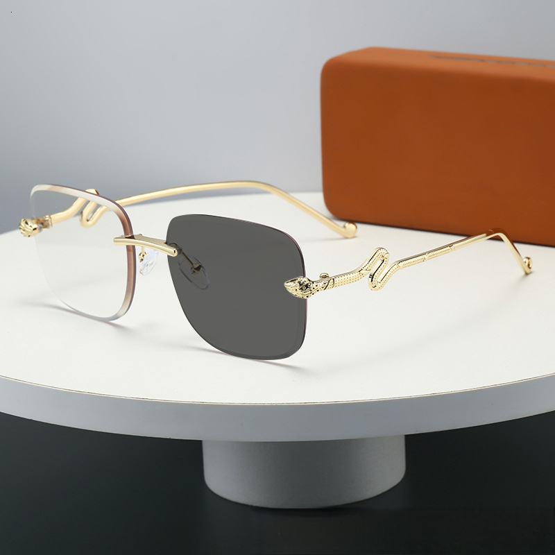 2026 New Designer Spirit Snake Mirror Leg Personalized Retro Luxury High End Frameless Sunglasses For Women Gradually Changing Color Fashion Trend Sun - view 9