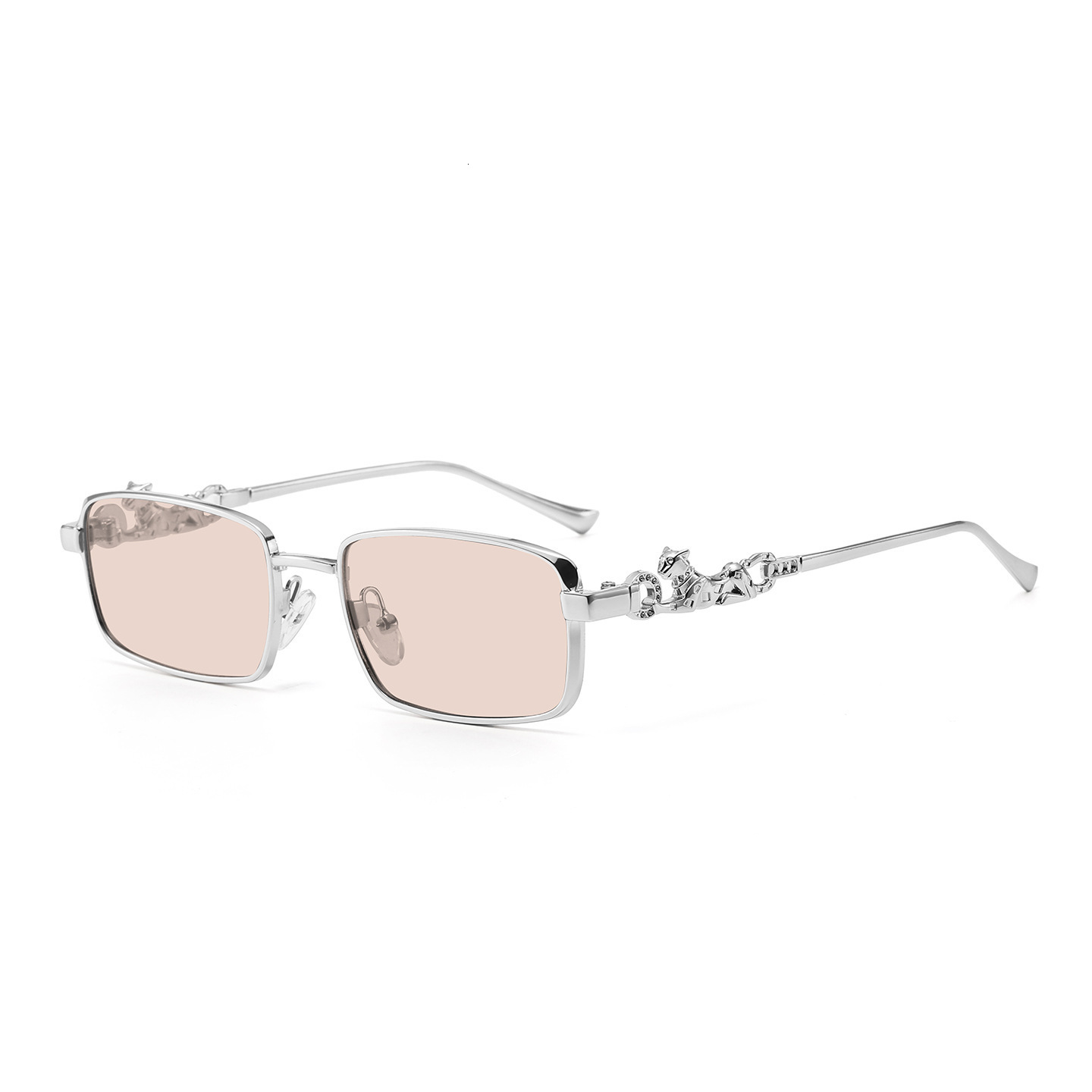 2026 New Square Fashion European And American Style Unique Ins Internet Celebrity Leopard Print Metal Export Sunglasses - view 5