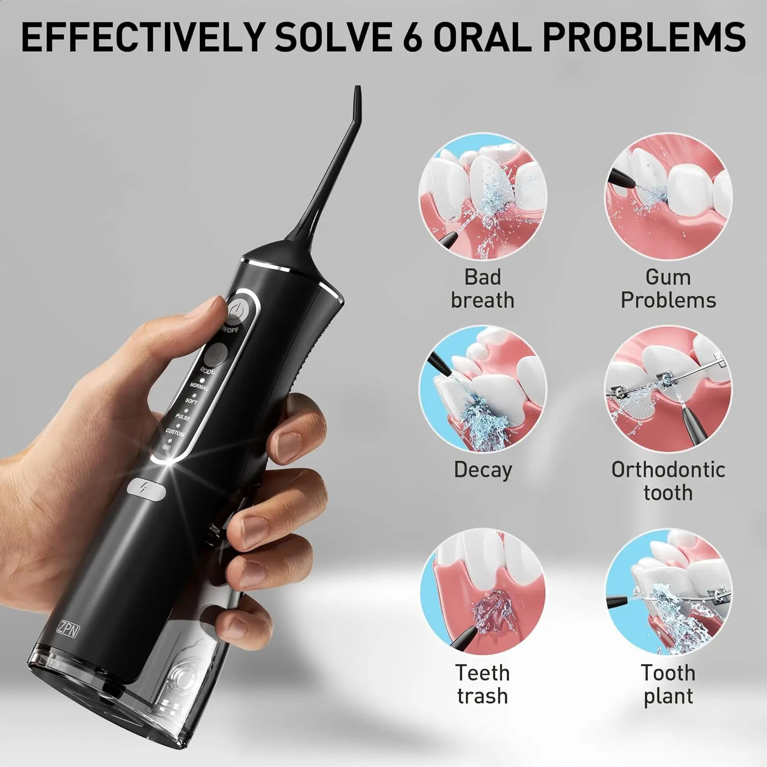 Portable Household Oral Irrigator Rechargeable Water Flosser with 4 Modes And 5 Nozzles for Deep Cleaning Dental Care 260626 - view 3
