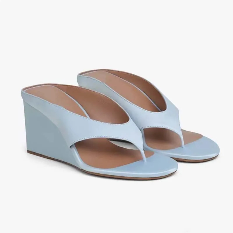 2026 Women Summer Pointed Toe Wedges Sandals for Womans Shallow Flip Flops Thick Bottom Slip-On High Heeled Shoes Ladies Pumps 260626 - view 4