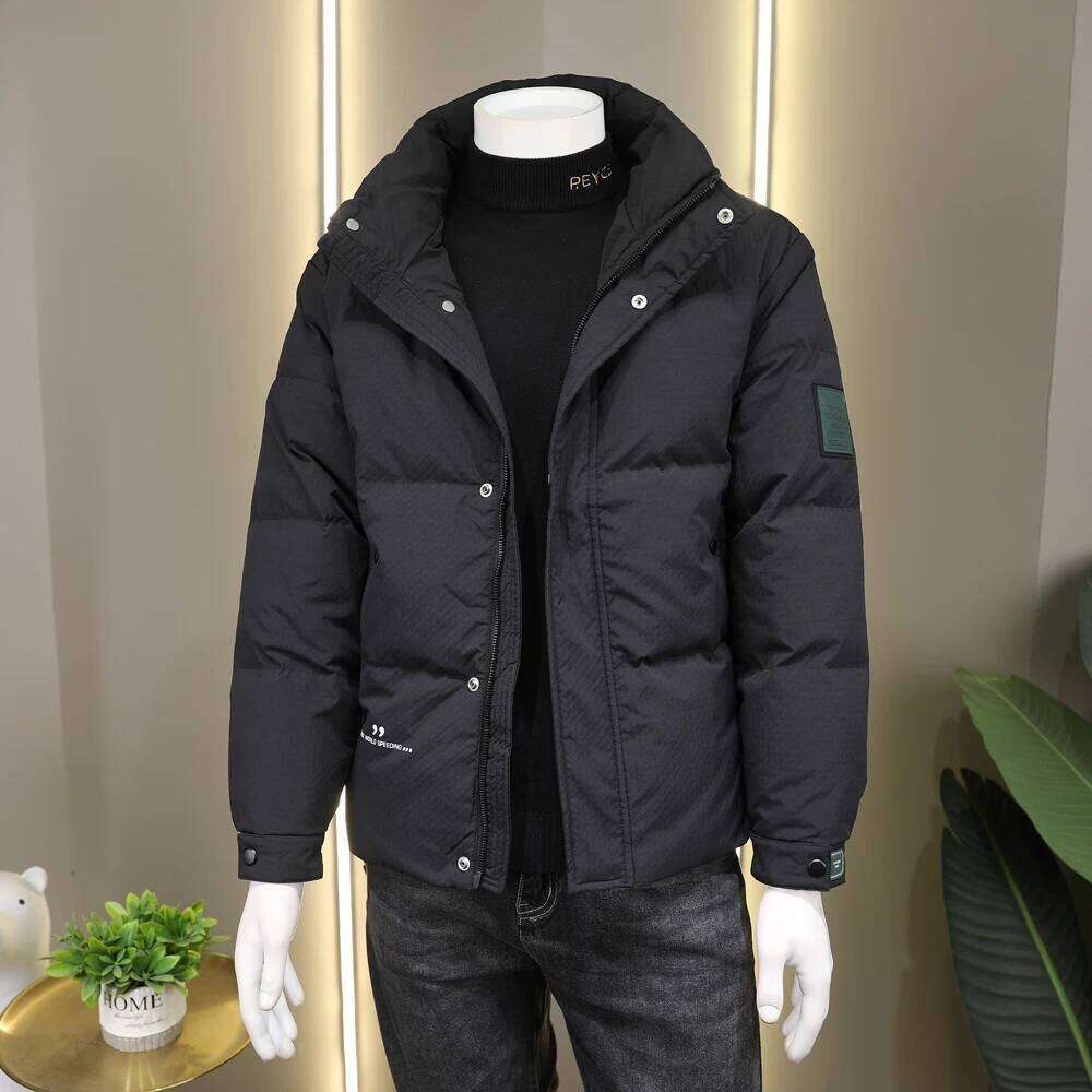 Down cotton-padded jackets for men in winter are of high quality, warm cold-proof, with stand-up collar and a simple desig J260626 - view 3