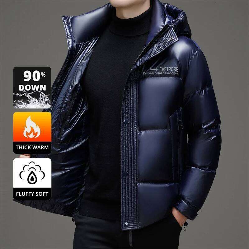 High End Thick Brand Casual Fashion Shiny Men Down Jacket Winter Warm Hooded Designer Parkas Windbreaker Puffer Feather Coats J260626 - view 5