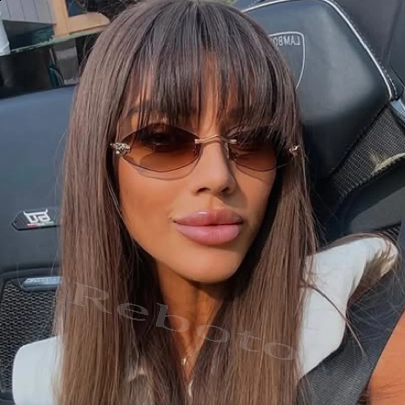 Fashion Rimless Polygonal Sunglasses women Trendy Gradient Lens Metal Shades y Small Rhombus Vintage Sun Glasses 260626 - view 4