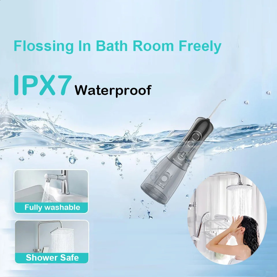Oral Irrigator Portable Dental Water Flosser Rechargeable Jet Floss Tooth Pick 5 Tips 8 Modes large capacity 400ml 260626 - view 5