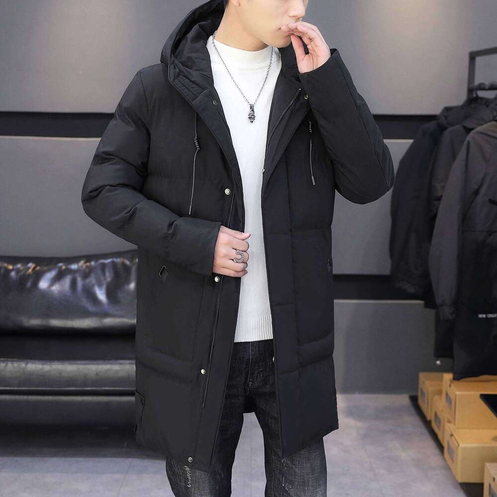 Hooded jacket for men, medium to length, thick and warm long jacket, cold proof winter coat, cotton j J260626 - view 4