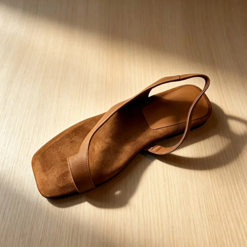 2026Women Flat Sandals Casual Soft Leather Suede Square Clip Toe Summer Shoes for Women Beach Party Daily Wear Sandalias Mujer 260626 - view 3