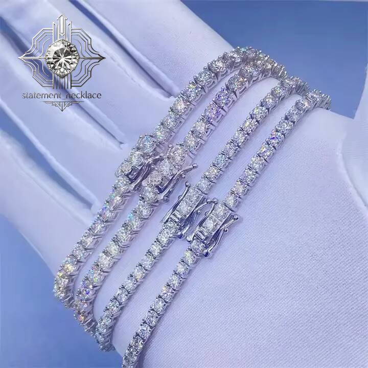 Fashion jewelry 2mm 3mm 4mm 5mm pyrope tennis chain bracelet 925 silver for men