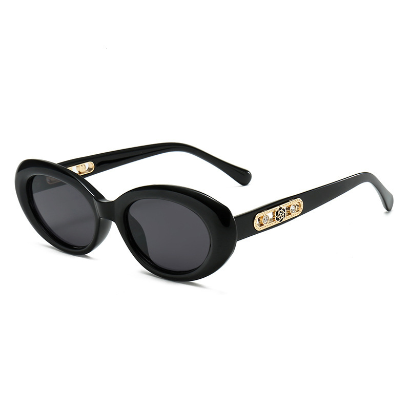 2026 Designer's New Elliptical Personalized Trendy Round Frame Camellia Pearl Decoration Light Luxury Premium Women's Sunglasses Sunshade Su - view 9