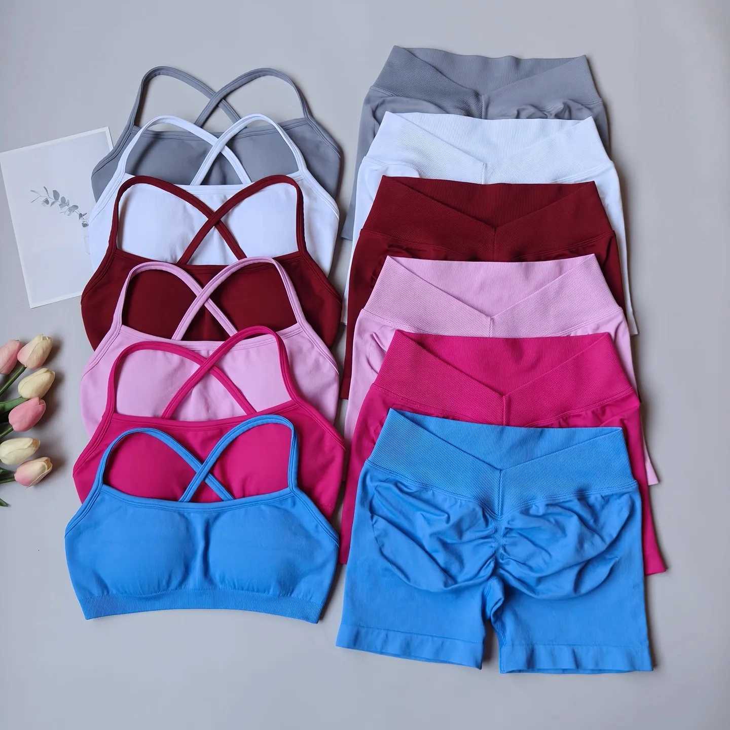 Seamless Womens 2-Piece Yoga Suit Fitness Suit Gym Clothes Sports Bra Shorts Set Workout Set Gym Outfit M260626 - view 4