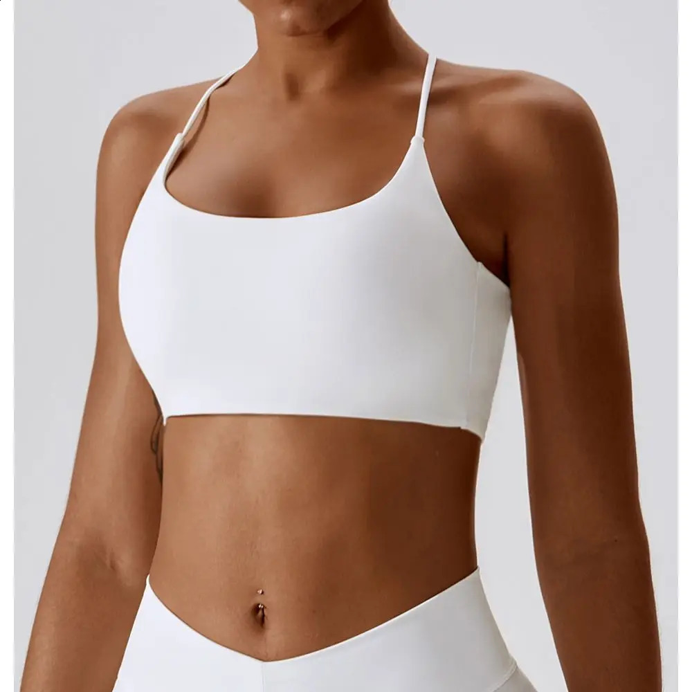 Solid Color U-Shaped Multi-Strap Cross Back Women Fitness Sports Bra Top Gym Yoga Athletic Tight Workout Jog Soft With Chest Pad 260626 - view 3