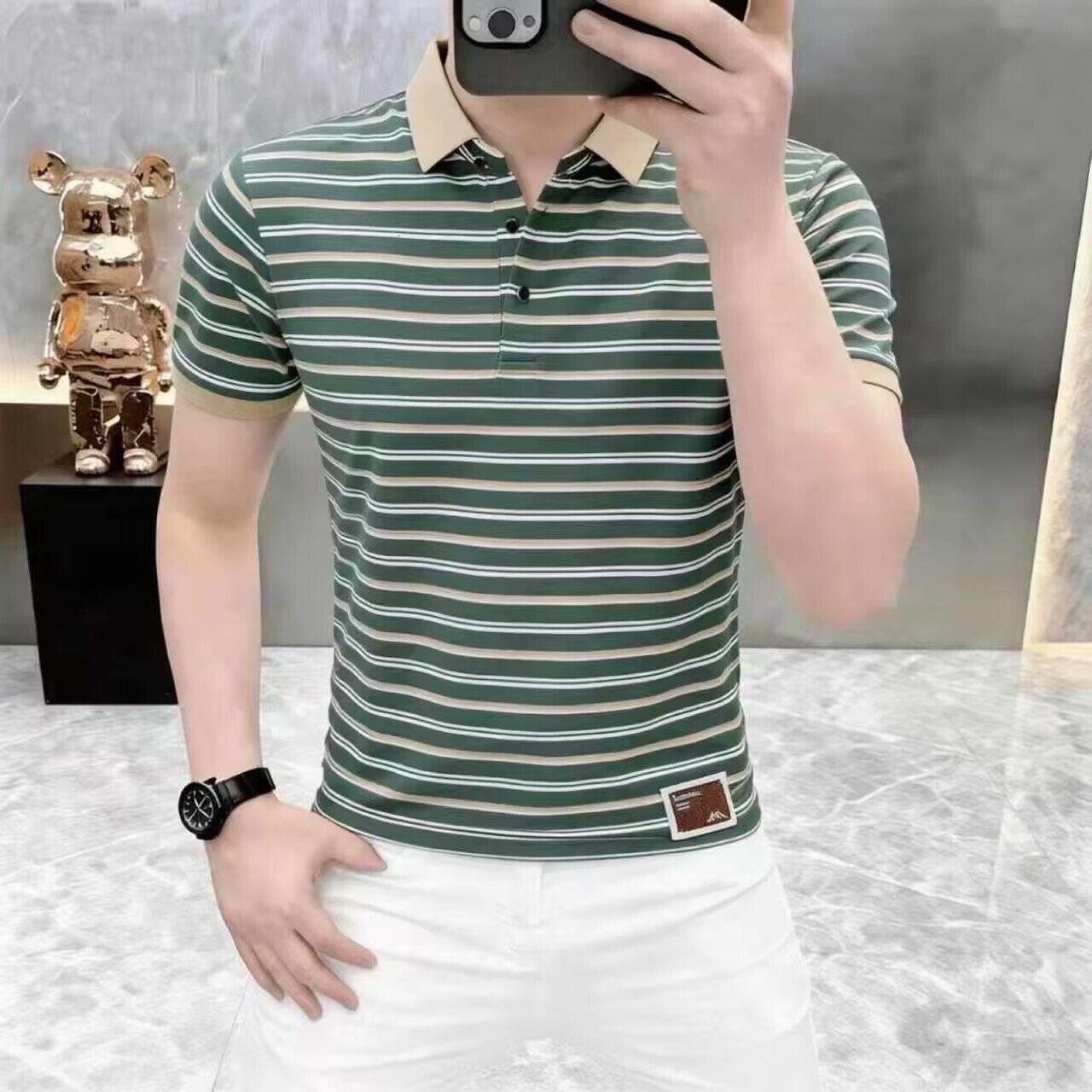 Striped Short-Sleeve Polo Shirt For Men, Summer Fashion Casual Stylish Versatile Half-Sleeve T-Shirt