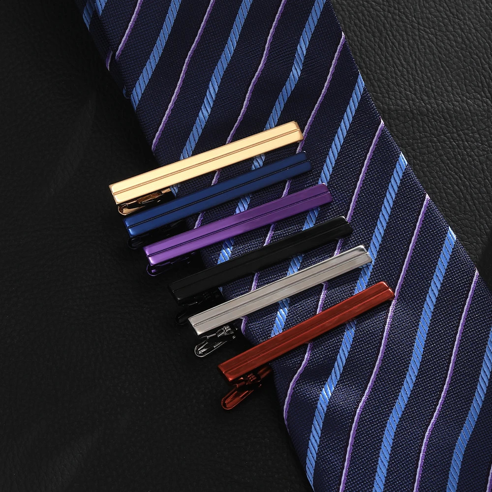 Free Personality Black Blue Red Purple Silvery Golden Colors Middle Line n Tie Clip Mens Formal Party Busin Jewelry 260626 - view 4