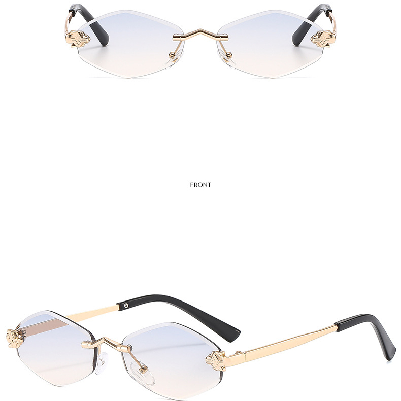 Designer's New Men's Frameless Sunglasses European And American Trendy Women's Glasses Diamond Shaped UV Resistant Personalized Luxury  - view 7