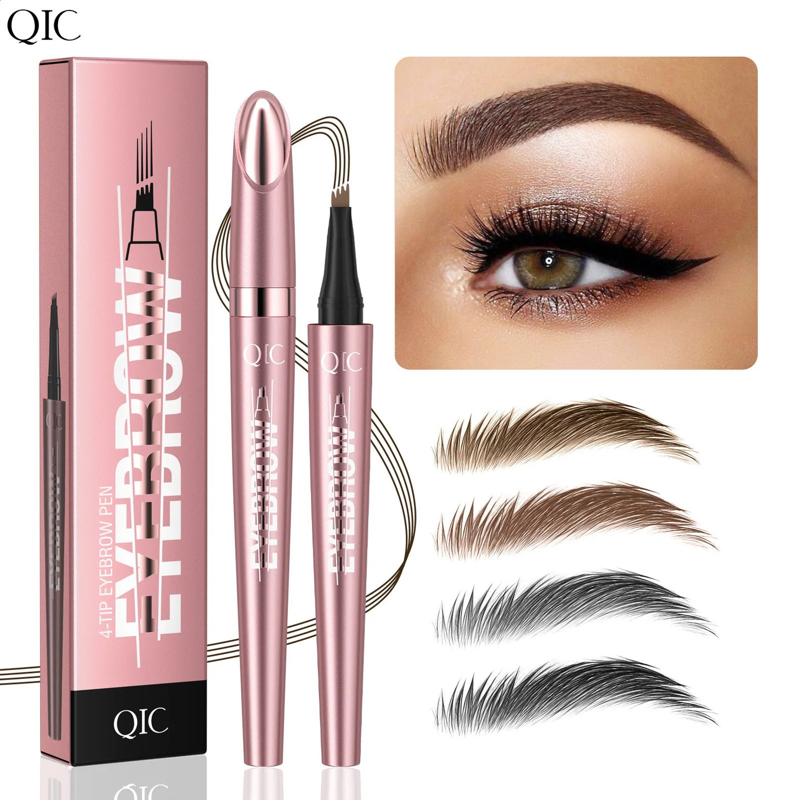 4 Fork Tip Eyebrow Pencil 3D Microblading Waterproof Dark Brown Natural Colour Fine Stroke Magic Eyebrow Pencil 2024 Ladies 260626