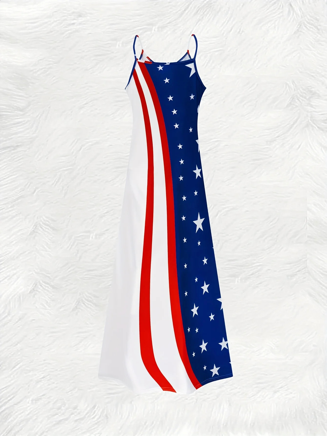 Women Long Sleeve Casual Dress with American Flag Stars Pattern Vacation Style V Neck A Line for Spring Autumn 260625 - view 3