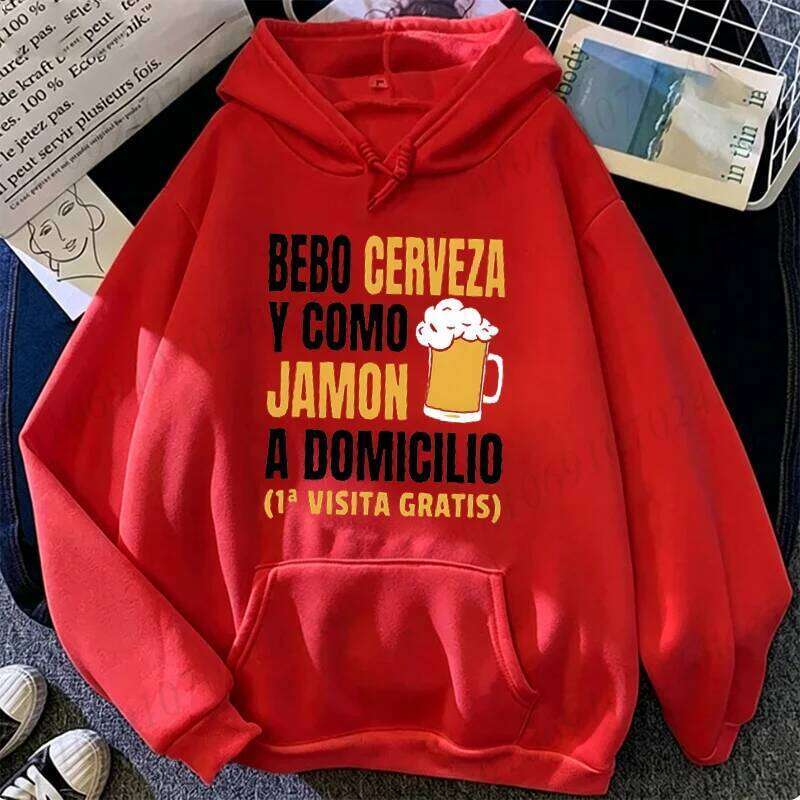 New Autumn Winter Sports Style Hooded Sweatshirt BEBO CERVEZA Y COMO JAMON A DOMICILIO Fashionable Trendy Men's Hoodies Tops W260626 - view 3