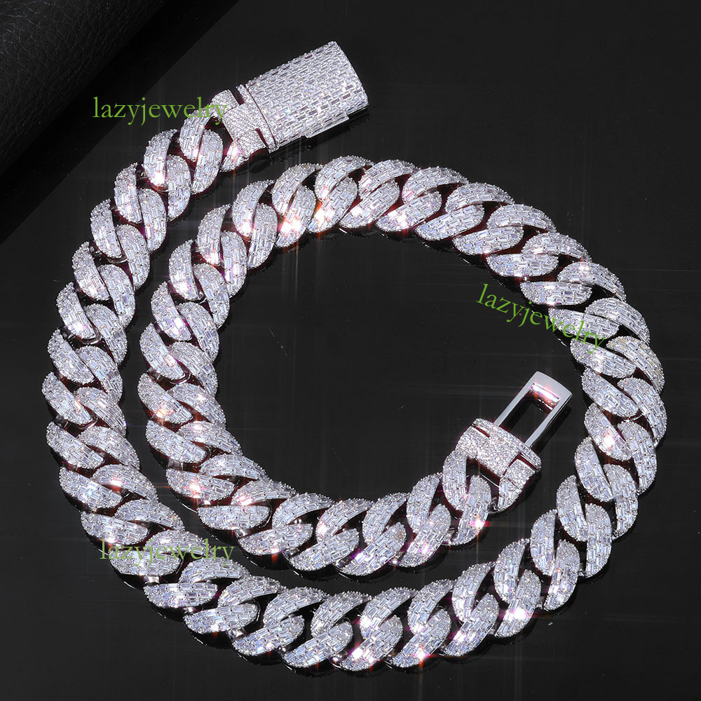 Rose gold full diamond Cuban chain necklace 925 silver VVS moissamite inlay hip hop luxury design for men and women in the same fashion accessories sp - view 3