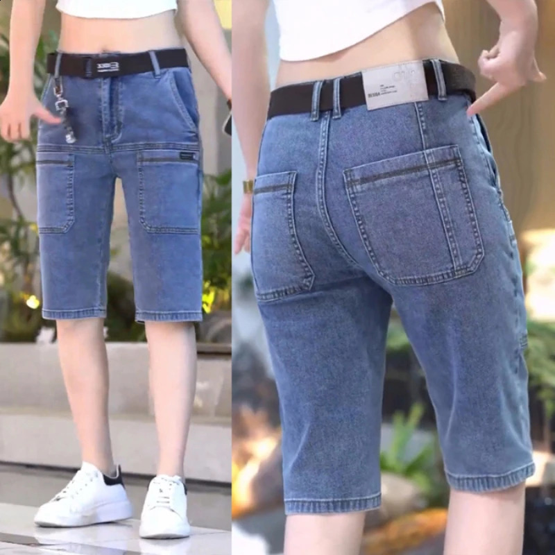 n Multipocket Denim Shorts Men Summer Thin Straight Casual Short Jeans Stretch Fashion Streetwear Mens Korean 260625 - view 4