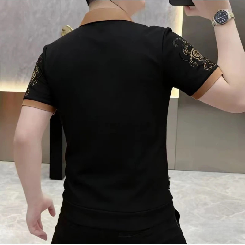 2026 Turn-Down Collar Polo Shirt, Casual Fashion Versatile Trendy Short Sleeve T-Shirt, Embroidered Slim Fit Men's Clothing - view 4