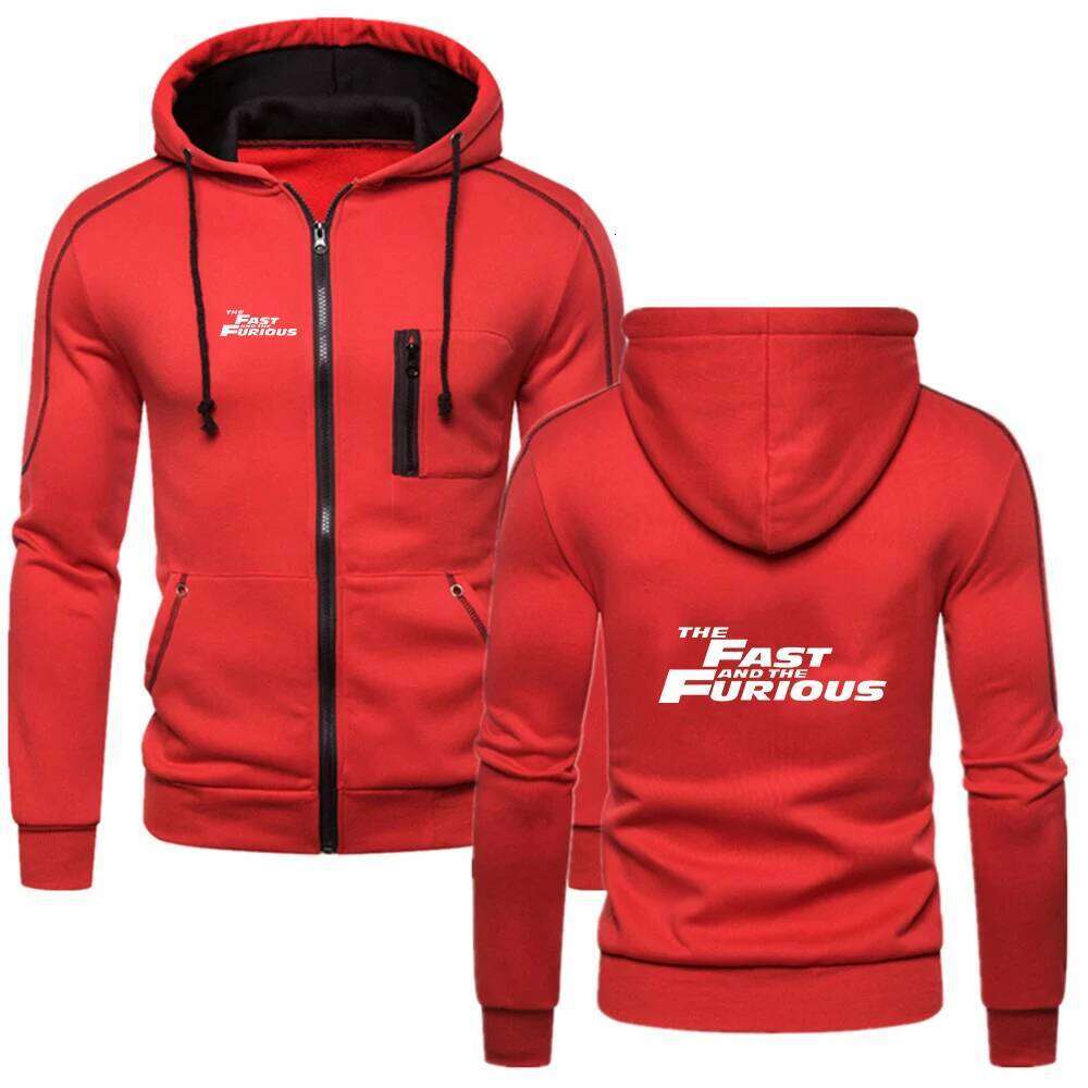 2025 Men's New Fashion Cotton Solid Color Zipper Hoodie Spring Autumn Fast and Furious Fitness Sweatshirts Fleece Jackets W260626 - view 3