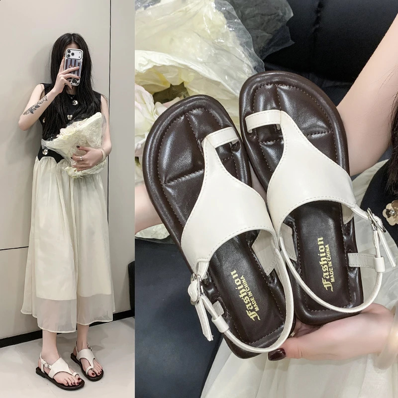 Summer Fashion Women Thong Flat Sandals Ankle Buckle NonSlip Soft Sole Open Toe Daily Beach Outdoor Casual Walking Shoes 260626