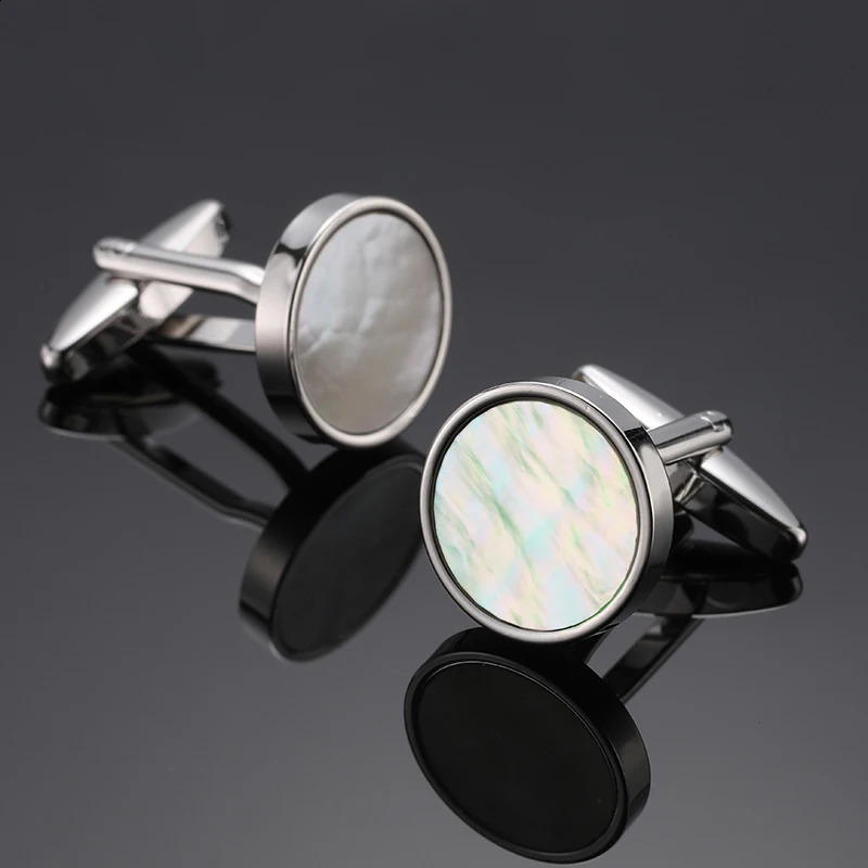 y mens French shirt cufflinks High-end round Shell Cats Eye Stone Redwood cuffs buttons Business suit accessories jewelry 260626 - view 4