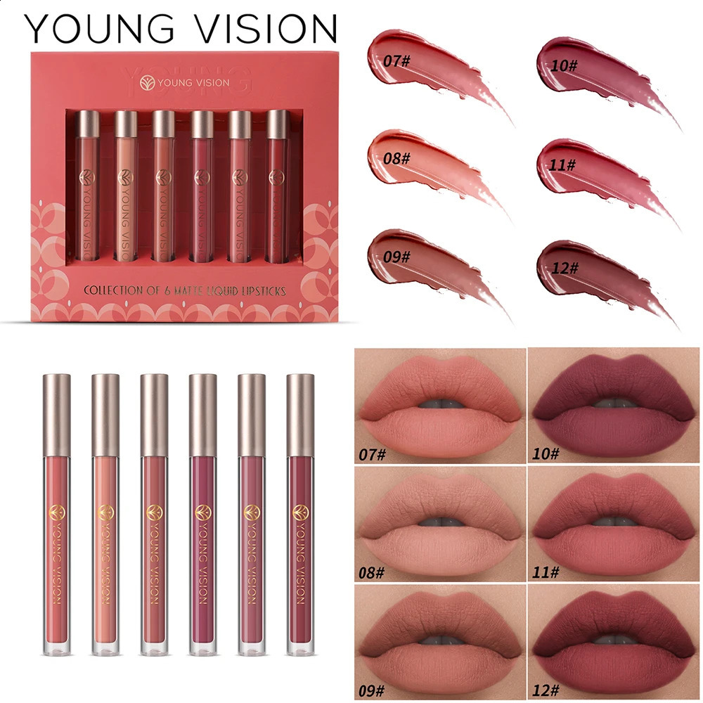 6pcs/pack lip gloss set long-lasting non stick cup liquid lipstick velvet matte lip gloss 260618