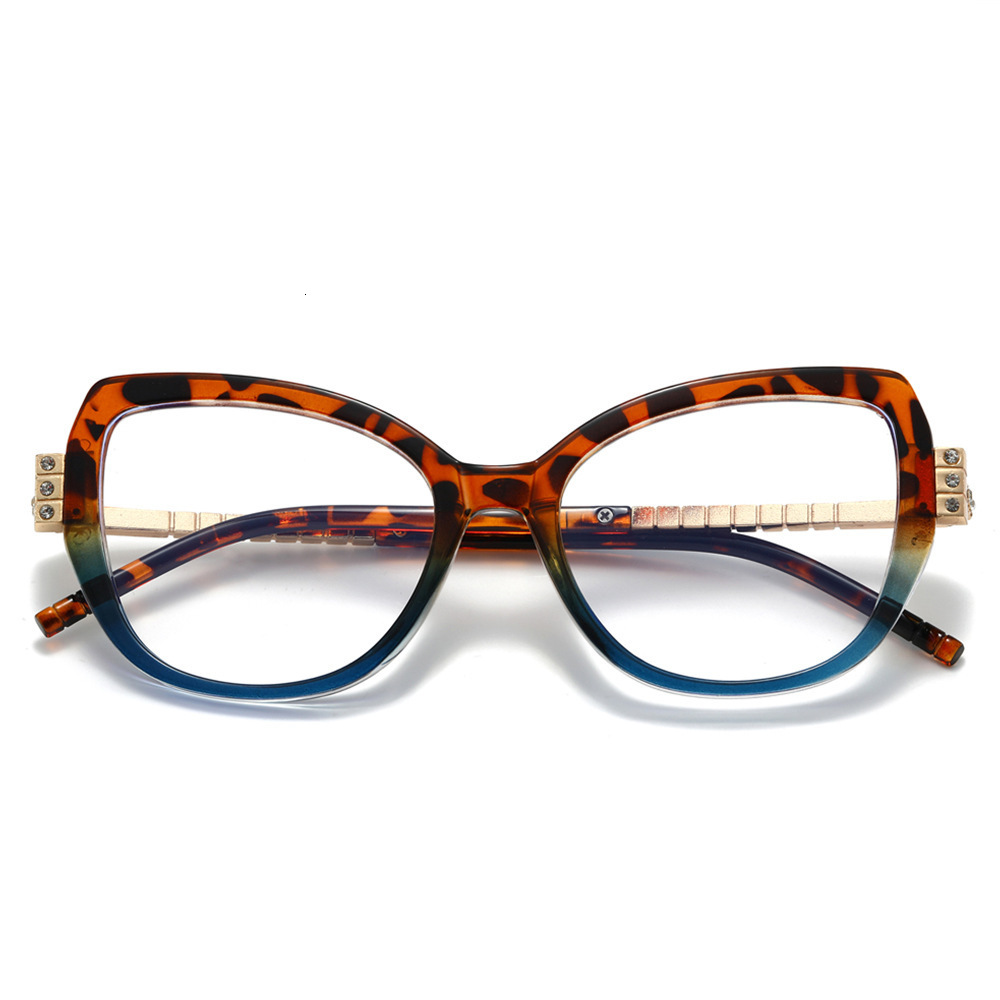 2026 New Cat-Eye European And American Style, Large Frame, Fashionable PC Metal Chain, Export Flat Lens Glasses - view 5