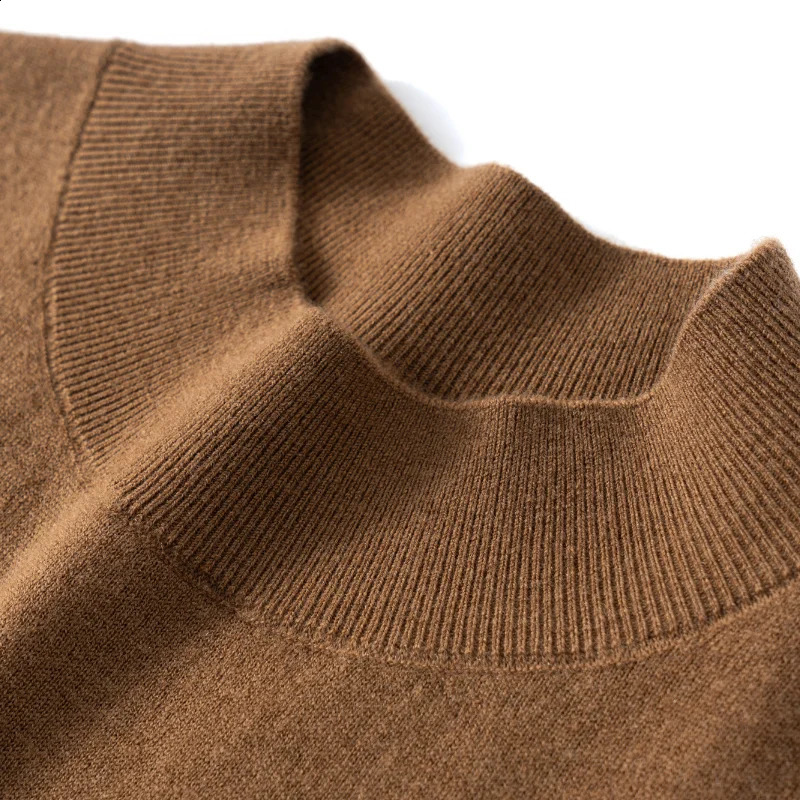 Mens 100 fine spun wool sweater short sleeved casual knitted pullover Tshirt Mock Neck Pull Jumper loose Tees highquality 260626 - view 7