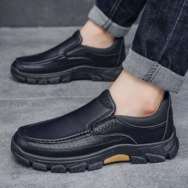 Spring Autumn Mens Casual Shoes British Middle aged Dad Fashion Business Leather 260624 - view 3