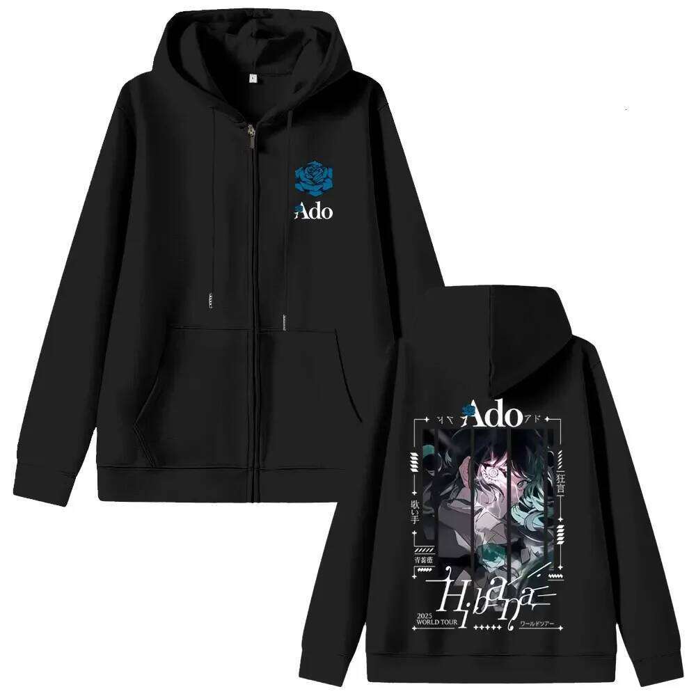 Ado Fashion Zipper Hoodie Men Women Hip Hop High Street Y2K Casual Zip-up Coat Autumn Winter Fleece Long Sleeve Sweatshirts W260626 - view 1