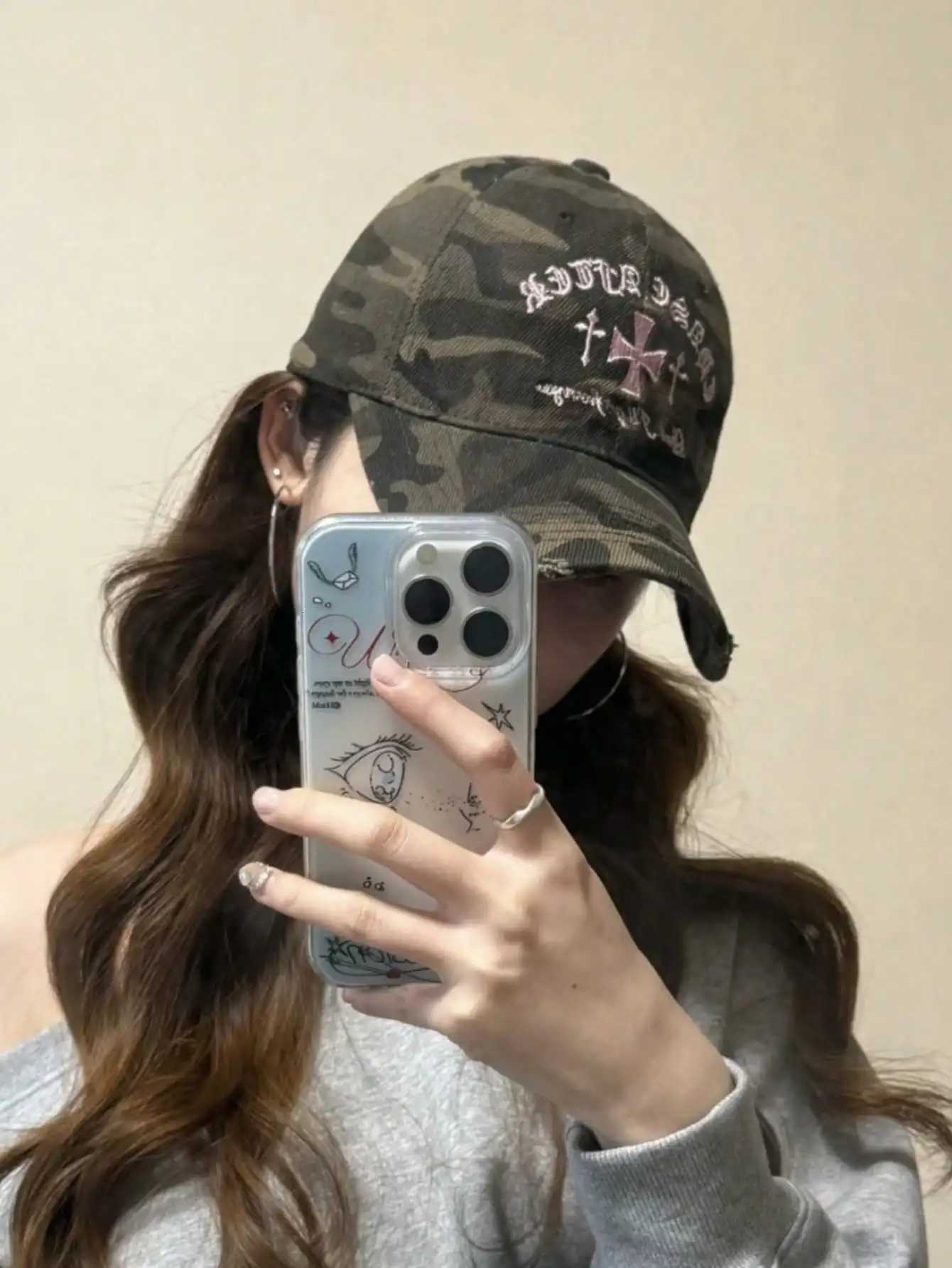 Camouflage Cross-stitch Baseball Cool A Versatile Summer Street Style Hat for Women and Couples M260626 - view 3