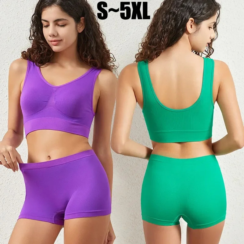 Women Seamless Bra Set Female Tanks Low Waist Boyshorts Underwear Sexy Casual Sports Panties Lingerie S5XL Intimates 260626