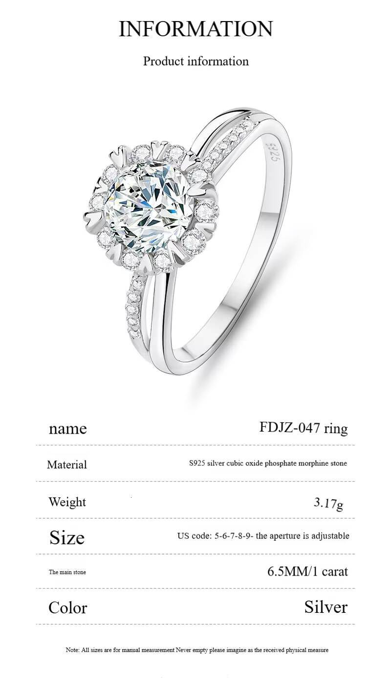 925 Sterling Silver Jewelry VVS1 1Ct Mossanite Custom Luxury Diamond Single Gemstone Lab Grown Engagement Ring for Women - view 4