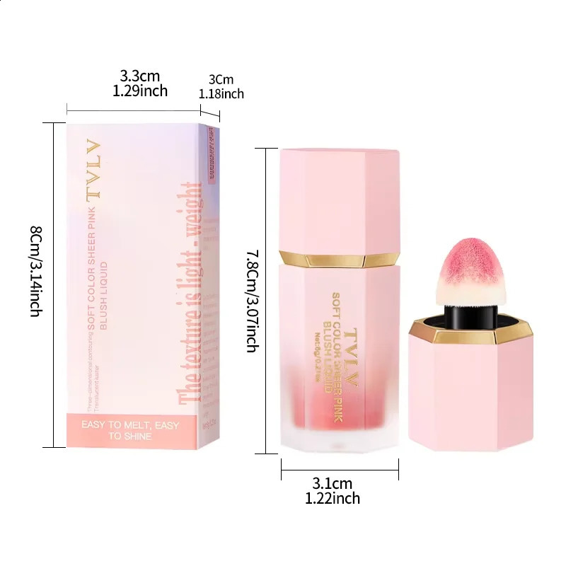 3-Color Matte Liquid Powder Blusher Easy to Apply Durable Waterproof Powder Blusher Sponge Brush Head 260625 - view 7