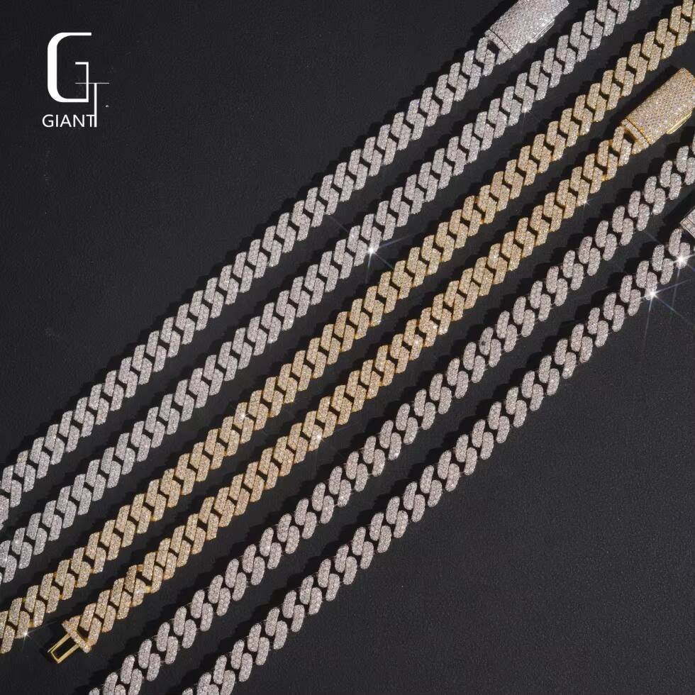 8mm Two Rows Hip Hop VVS Round Brilliant Cut 925 Silver Moissanite Cuban Chain Past Diamond Tester Iced Out Moissanite Necklaces - view 4