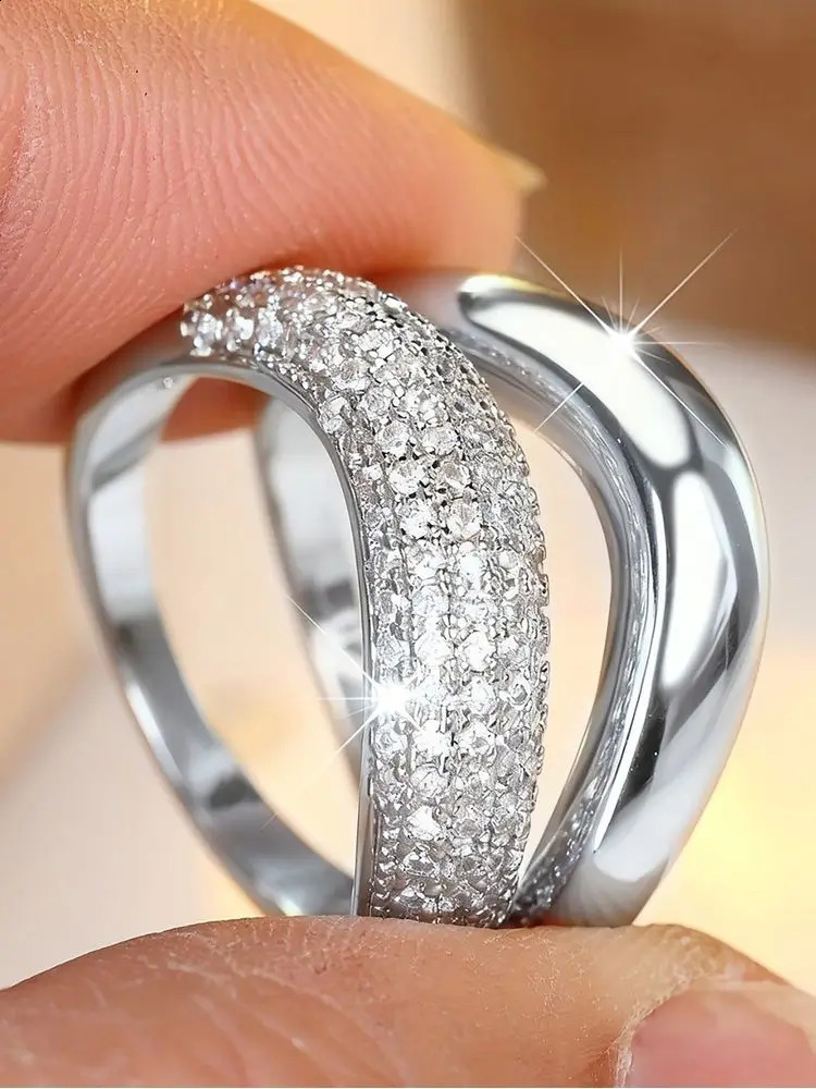 925 Sterling Silver Zircon Wave Shape Ring For Women Daily Wear Outfit Anniversary Engagement Party High Quality Fine Jewelry260624 - view 5