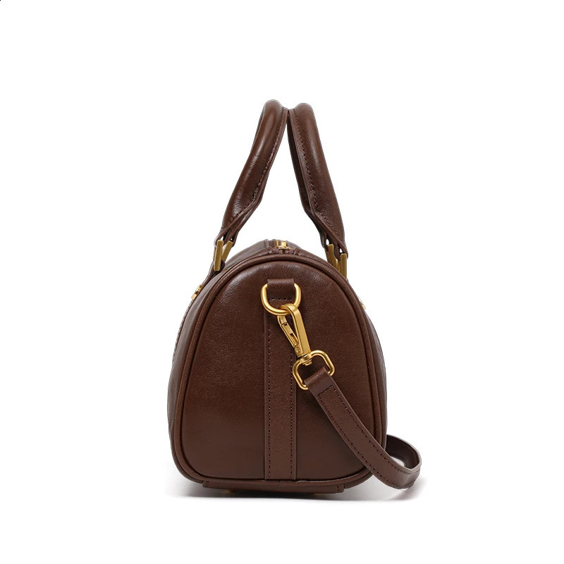 Genuine Leather Womens Handbag with Shoulder Strap - Crossbody Single-Shoulder Cylindrical Pillow-Shaped Storage Bag 260626 - view 5
