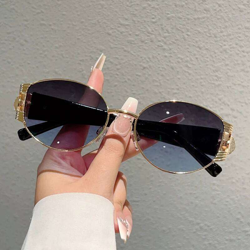 KAMMPT Retro Oval Sunglasses Women 2025 Stylish Gradient Multi-color Decor Sun Glasses Trendy Luxury Brand Design Casual Shades 26Y0626 - view 5
