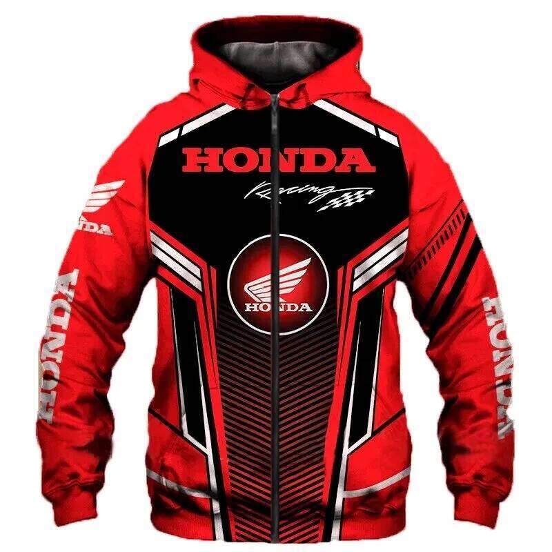 2026 New Fashionable Honda Logo Spring and Autumn Coat 3D Printed Trendy Casual Street Men's Loose Zipper Fashion Hoodie W260626 - view 3
