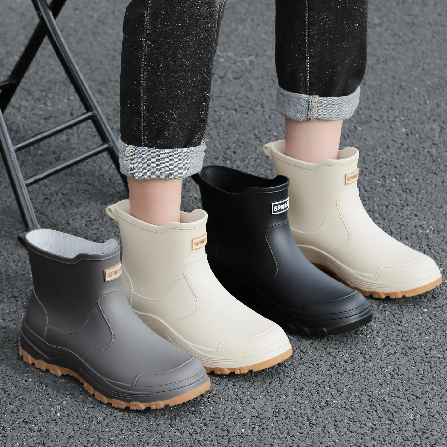 anti slip and waterproof rain shoes for men fashionable short tube autumn and winter cotton rain boots work boots rubber 260626 - view 6