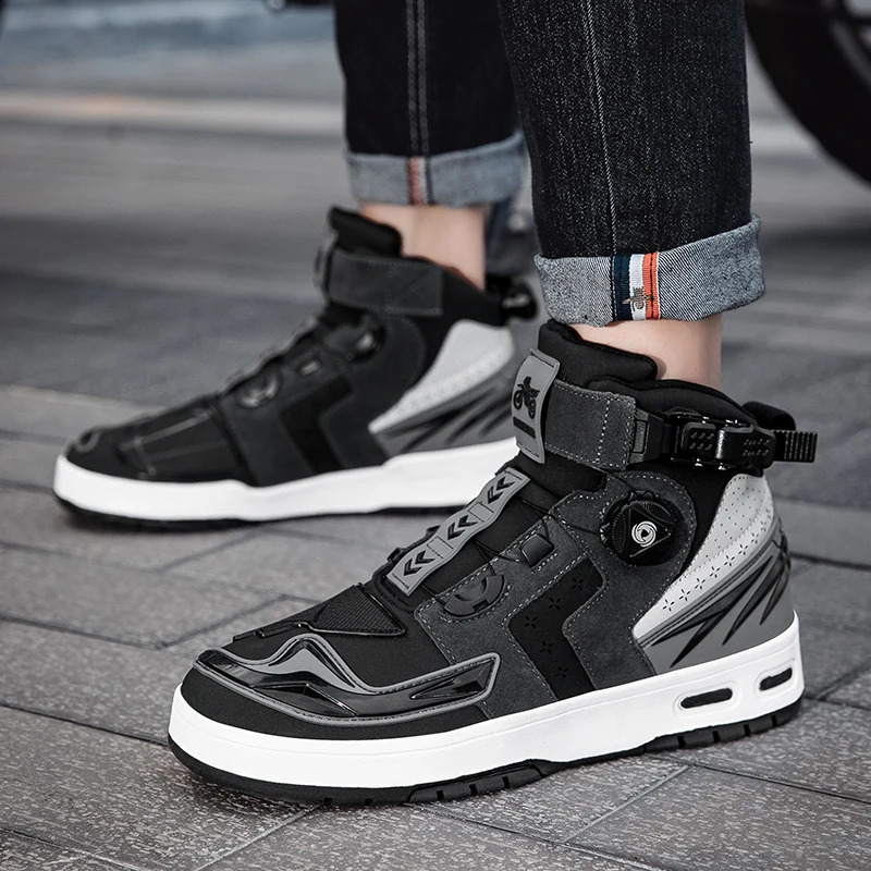 Fashionable and Trendy Anti Slip Motorcycle Boots Wearresistant Riding Leather Shoe High Top Casual Shoes 260626 - view 7