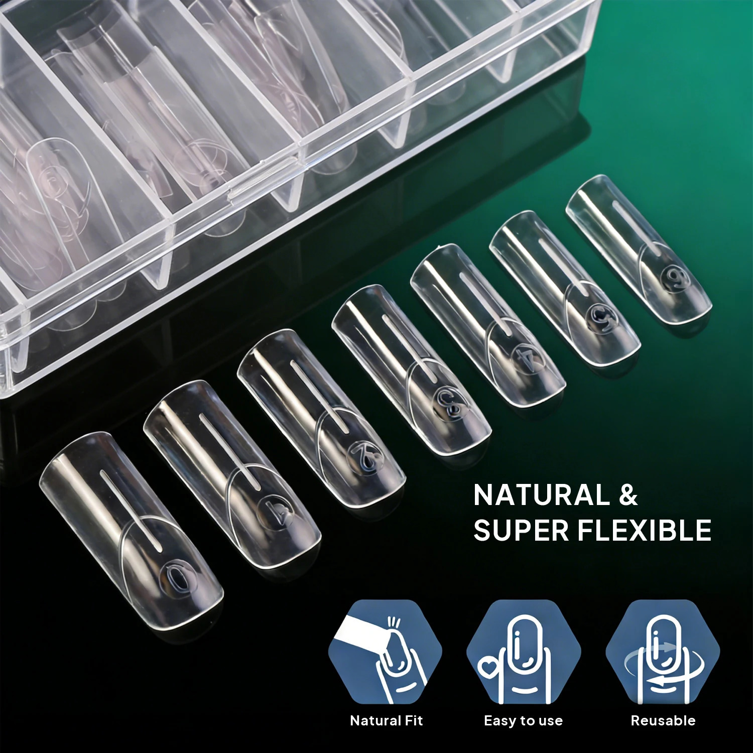 Nailpop French Tip Nail Forms Dual System Clear Acrylic Nail Extension Mold Square Ballet Shape 14 Sizes DIY Nail Art 140Pcs 260626 - view 5