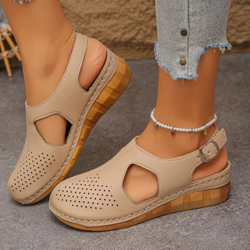 Womens comfortable wedge sandals summer simple and lightweight casual beach shoes large size 43 260626 - view 3